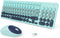 Wireless Keyboard and Mouse Combo - 2.4GHz USB Cordless Round Keys Set for Laptop, Computer, TV (Indigo Blue)