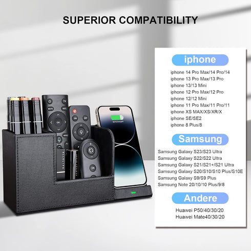 10W Fast Wireless Charger Desk Organizer, Charging Station for Samsung Galaxy S23/S22/S21/Note 20/Note 10/iPhone 14/14