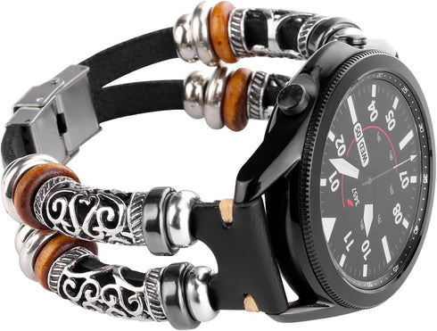 22mm Leather Vintage Bracelet Bands Compatible with Garmin Venu 2/Venu 3/Vivoactive 4 & Samsung Galaxy Watch 3/46mm