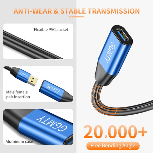 GGMTY 2.0 75ft, 480 USB Type A Male to A Female Active Repeater Extension Cable High Speed Mbps
