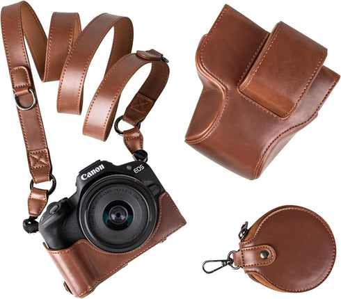 MUZIRI KINOKOO EOS R50 R100 Case, Retro PU Leather Protective Case for Canon EOS R50 R100 DSLR Camera