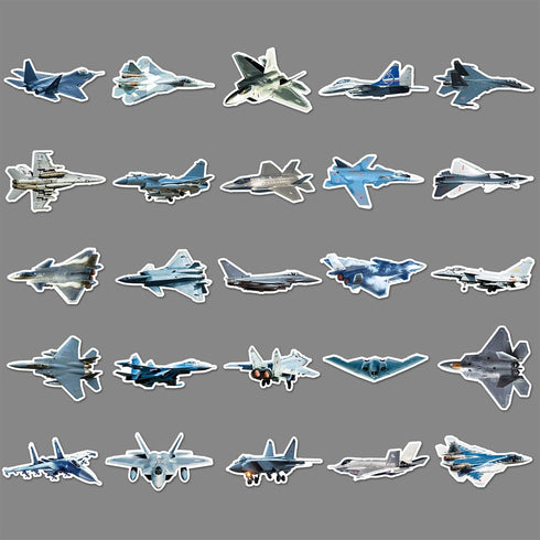 LYLSDSB 50Pcs Fighter Jet Plane Stickers - Vinyl Waterproof for Laptops, Bikes, Cars & More