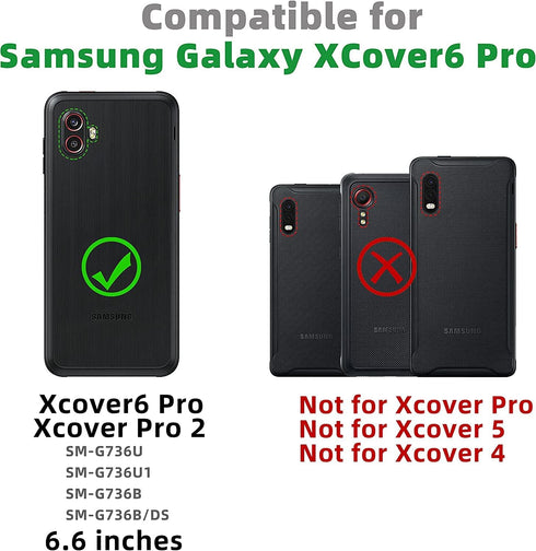 Galaxy Xcover 6 Pro Case with Built-in Screen Protector, 3-Layer Durable Shockproof Armor Drop Protection, Wine Red/Pink