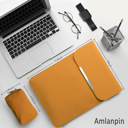 Waterproof 13 Inch Laptop Sleeve Case, PU Fabric Cover Bag for 2020 MacBook Pro, MacBook Air, Surface Laptop, Dell XPS,