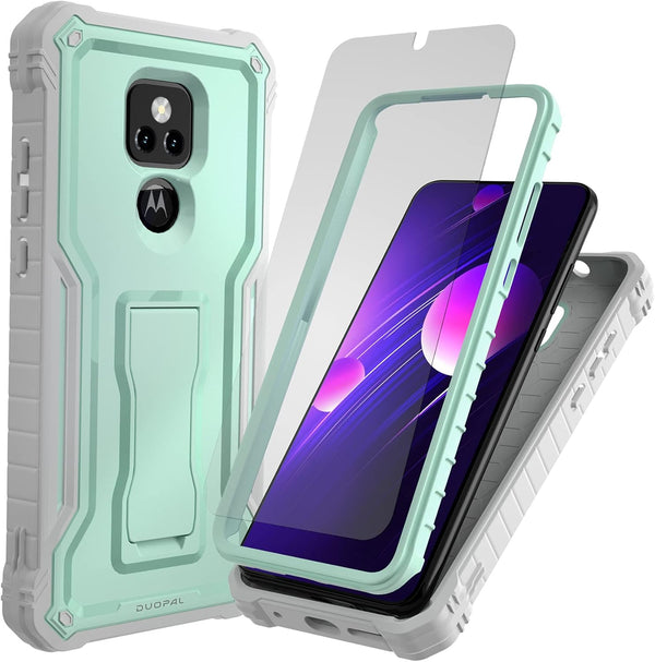 DUOPAL Military Grade Protection Case for Motorola Moto G Play 2021, Shockproof with Tempered Glass Protector,