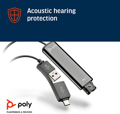 Poly DA75 USB-A/USB-C Digital Adapter - Works with Poly Call Center Quick Disconnect Headsets, Avaya, Genesys, Cisco
