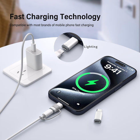 4 Pack Lightning to USB C Adapter for iPhone 15/15 Pro Max Plus,Samsung S23,Support Charging & Data Transfer,Type C Charger Connector Cable,Lightning Female to USB C Male Adapter,Not for Audio/OTG