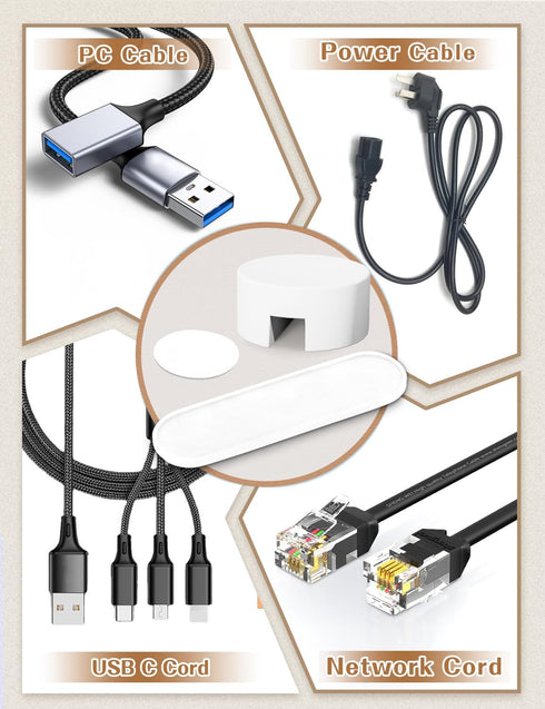 Magnetic Cable Holder, 4 Magnetic Organizers with 1 Metal Disc for Office Desk Laptop USB Charging Cable Organization