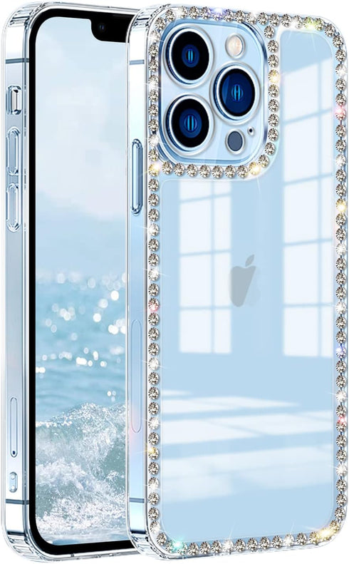 Compatible Clear Case for iPhone 13 Pro Max, Cute Bling Diamond Glitter Rhinestone Soft Silicone Luxury Fashion