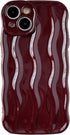 Caseative iPhone 14 Case, Water Ripple Pattern Curly Wave Frame Soft Cover - Red