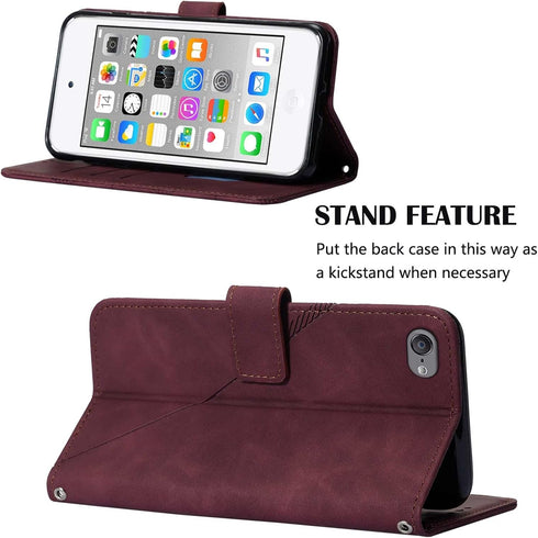 Wallet Case for iPod Touch 5, 7 - Magnetic PU Leather Flip Case with Card Holders Kickstand Protection for iPod Touch