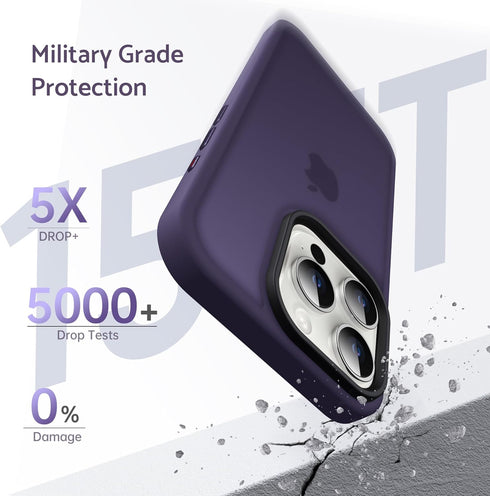 Anqrp iPhone 15 Pro Case, Dark Purple Soft Silicone Slim Anti-Scratch Protective Cover with Wireless Charging Support