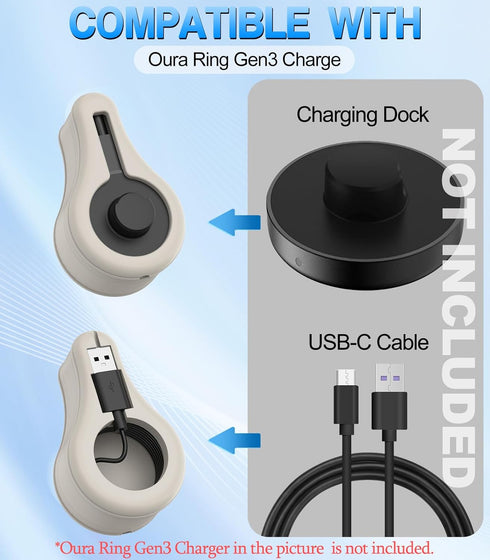 Oura Ring Gen3 Charger Silicone Protector Cover, ONLY Cover with Cord Winder, Charger Organizer for Oura Ring Gen3