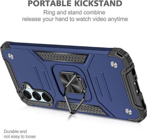 Galaxy A25 5G Case Military Grade Built-in Kickstand Case with Stand Holster Armor Heavy Duty Shockproof Cover Protective Case for Samsung Galaxy A25 5G Phone Case for Men Women (Blue)