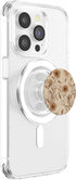 Minimalist Floral Line Art Boho Aesthetic Light Brown Cream PopSockets MagSafe PopGrip for iPhone