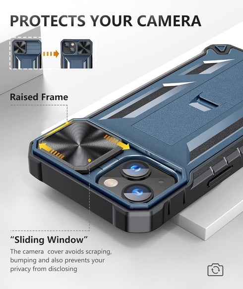 SOiOS for iPhone 16e Case 2025, Shockproof Military Grade Protective Cover with Kickstand for iPhone 13/14