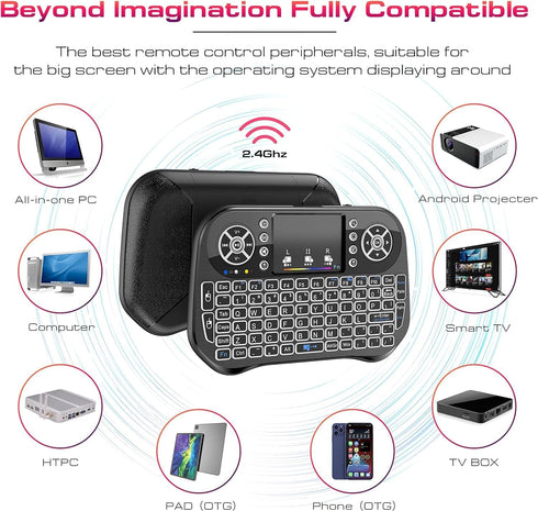 Mini Wireless Keyboard with Touchpad Mouse Combo, 7 Colors RGB Backlit, Portable 2.4Ghz for Android TV, Smart TV, PC,