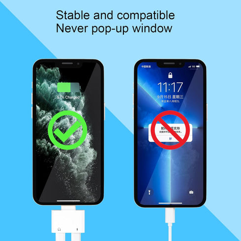 iPhone Dual Lightning Headphone Adapter Audio Charger (2pack) Jack Dongle Splitter 2in1 Adaptador Para AUX Earphone