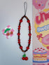 Drawwind Phone Charm Strap, Handmade Beaded Phone Lanyard Wrist Strap for Women Girls (Sweet Cherries)