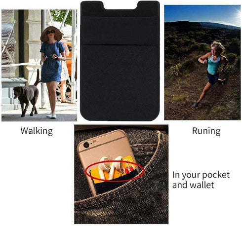 2Pack Adhesive Phone Pocket, Cell Phone Stick On Card Wallet Sleeve for Credit Cards/ID Card Holder with Sticker for