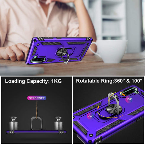 LUMARKE Galaxy Note 10+ Plus Case, Military Grade Heavy Duty Protective Cover with Magnetic Ring Kickstand, Purple