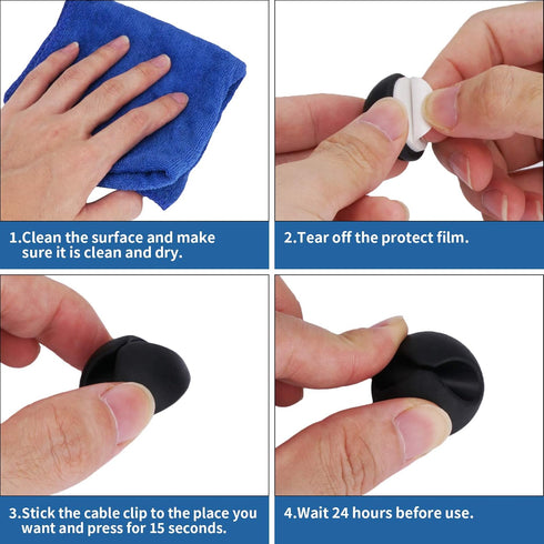 CHEFBEE 8 Pack Adhesive Cable Clips, Cable Management for Desk, Wire Clips for Computer, Electrical, Charging or Mouse