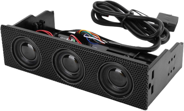 PC Front Panel Media Dashboard, Stereo Surround Speaker for Computer Case with Built-in Mic, 5.25in