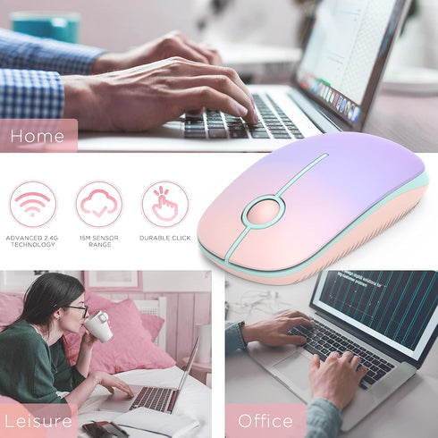 Unipows Wireless Mouse, 2.4G Slim Portable Computer Mouse with Nano Receiver for Notebook, PC, Laptop