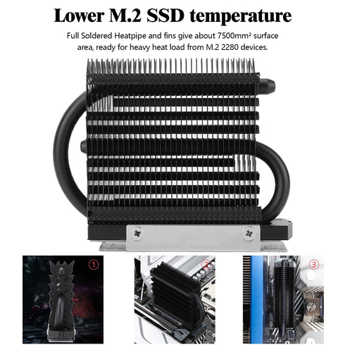 Thermalright HR-09 2280 PRO Black SSD Heatsink, Double-Sided Heat Sink with Thermal Silicone Pad for 2280 SSD