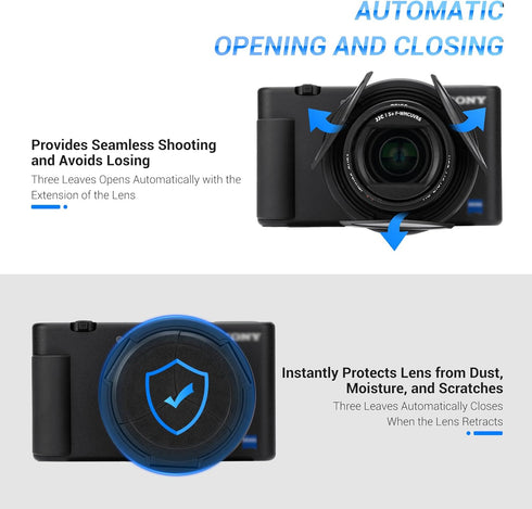 Auto Lens Cap for Sony ZV-1 II & ZV-1, Lightweight Anti-Dust Camera Lens Cover, No Vignetting