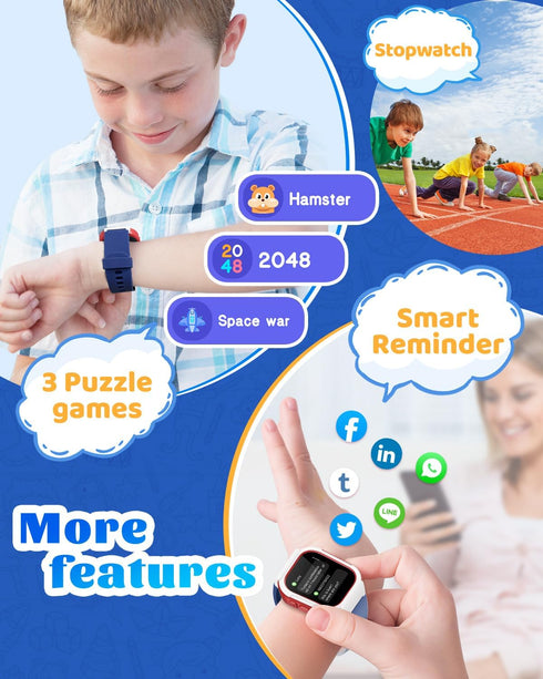 Smart Watch for Kids Girls Boys, Fitness Tracker with Pedometer, Heart Rate Monitor, IP68 Waterproof, Blue