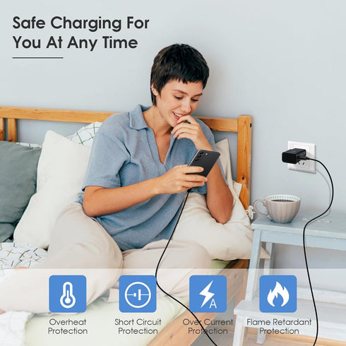 Samsung Adaptive Fast Charging Adapter Quick Charge Block Wall Charger for Galaxy S24/S23/S22/S21