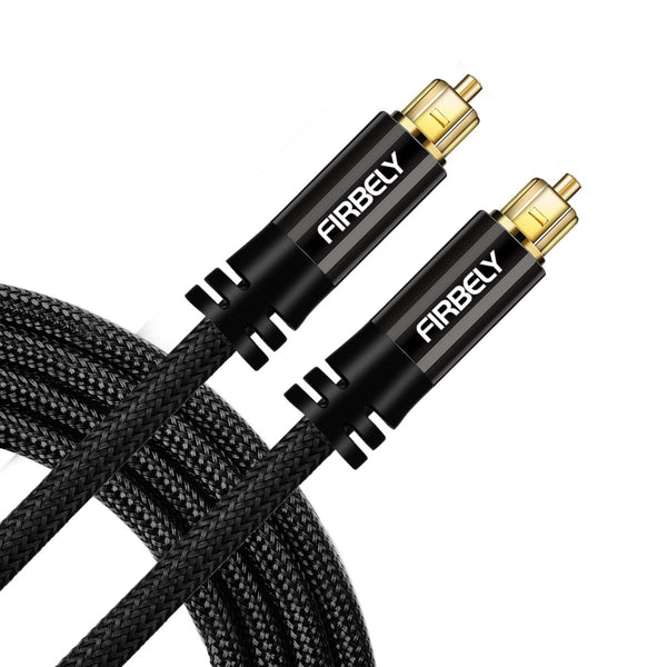 FIRBELY Digital Toslink Cable Optical Audio Cable-S/PDIF Fiber Optic with Metal Connectors Braided