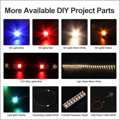 Light Up Your Bricks - 2 Piece X Connecting Cable 30 cm, Compatible with Expansion Board for Extended Length