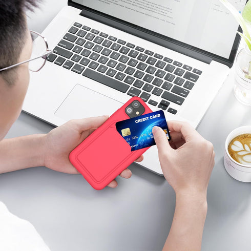 kwmobile Case for Apple iPhone 11 - TPU Phone Cover with Credit Card Holder - Neon Pink