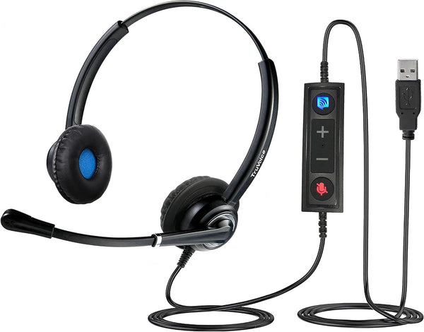 VoicePro 20 Professional USB Headset with Noise Canceling Microphone, HD Speakers, In-Line Call Controls