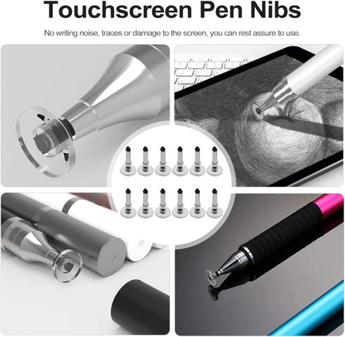 12 Pieces Universal Replacement Disc Tip Stylus Pen Tips, Round Transparent Disc Tip for Touch Screen Tablet Phone