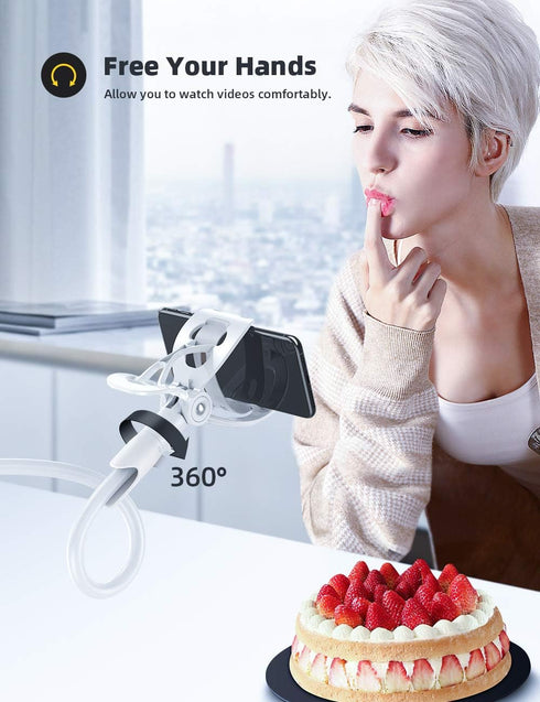 Lamicall Gooseneck Phone Holder - Adjustable Mount for 4-7'' Smartphones and Desktops, Non-Slip Base