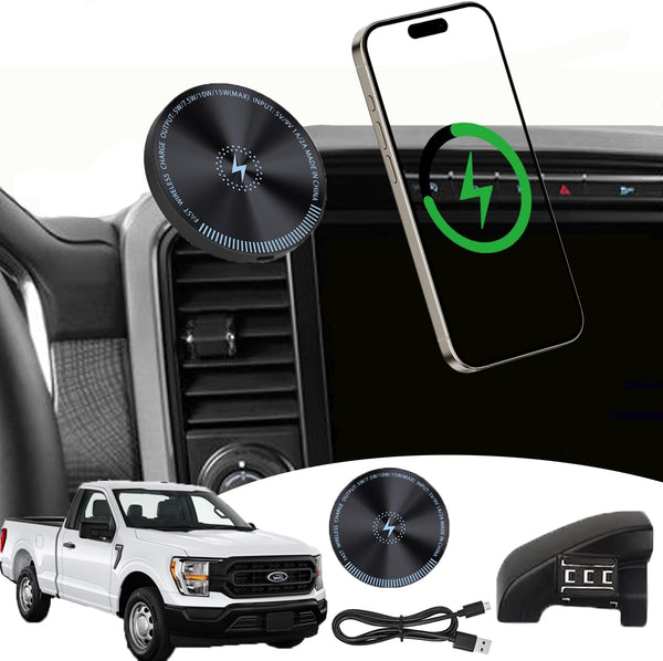 15W Fast Wireless Charger Phone Mount for 2024 Ford F150, Custom Fit Accessories Compatible with All Cell Phones