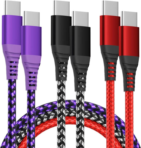 IDISON Colorful USB C to USB C Cable 60W(3A) - Nylon Braided Fast Charging for iPhone 15 Pro Max Plus/Samsung S23