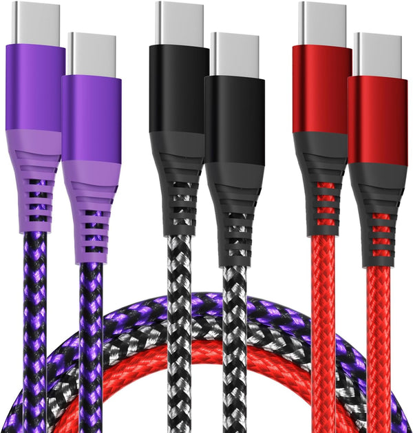 IDISON Colorful USB C to USB C Cable 60W(3A) - Nylon Braided Fast Charging for iPhone 15 Pro Max Plus/Samsung S23