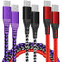 3Pack 60W USB C to USB C Charger Cable, Nylon Braided Type C Fast Charging Cable for TypeC Phones, 3FT