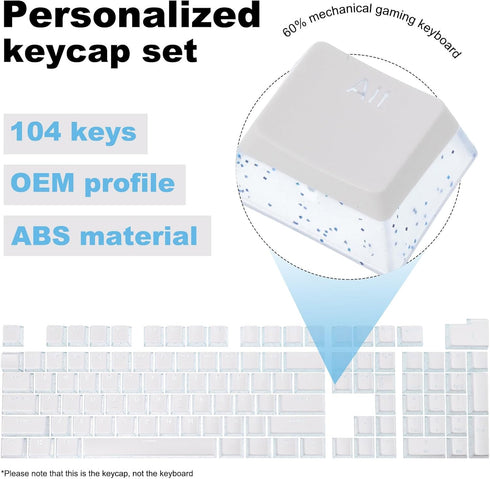 MECCANIXITY 104 Keys Pudding Keycaps Set, OEM Profile 60 Percent ABS for 61/87/104 Mechanical Keyboard Layout, White &