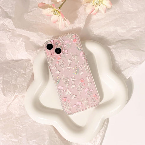 iPhone 15 Case Clear with Cute Color Flower Floral Leaf Design, Soft TPU Shockproof Protective Cover