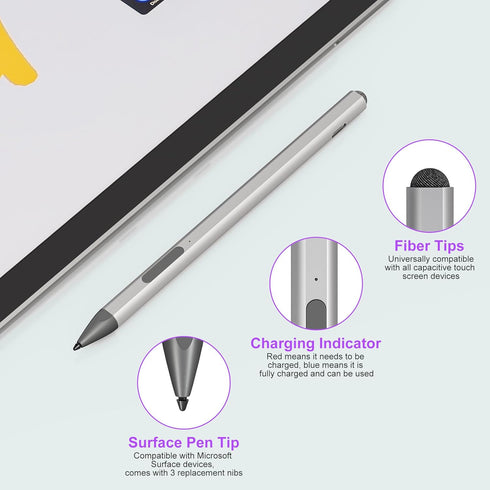 Microsoft Surface Stylus Pen for Pro/Book/Laptop/Studio, Rechargeable with Palm Rejection, 4096 Pressure Sensitivity