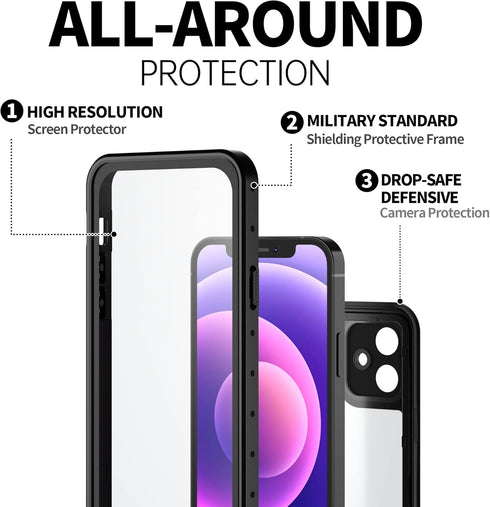 BEASTEK iPhone 12 Mini Waterproof Case, NRE Series Shockproof Dustproof IP68 with Screen Protector