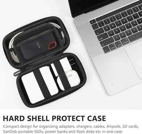 Ginsco Hard Shell Protection Case Electronic Accessories Organizer Pouch for MacBook Air/pro Adapter Chargers Cables