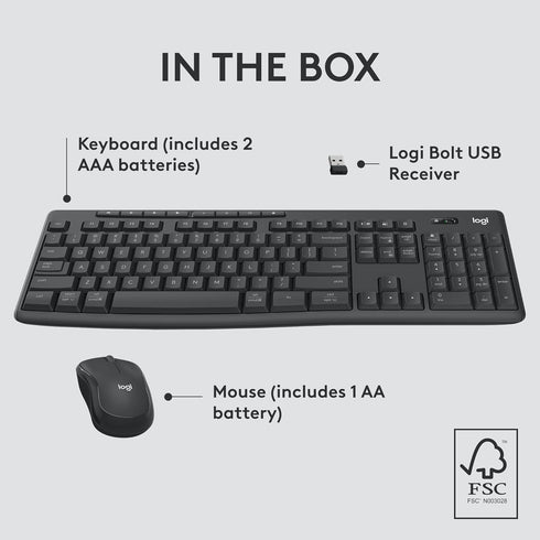 Logitech MK370 Combo for Business, Wireless Full-Size Keyboard and Mouse, Secure Logi Bolt USB Receiver