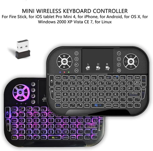 Mini Bluetooth Keyboard with Touchpad, Portable 2.4GHz RF Multi Touch Rechargeable Handheld Controller for PC, Tablet,
