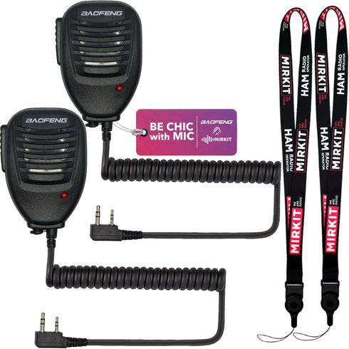 MIRKIT 2pcs Baofeng Mic for Two Way Radio, Radio Shoulder Mic with Reinforced Cable, Noise Reduction, USA Warranty